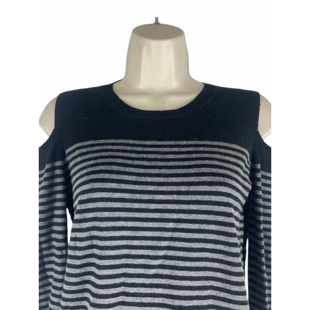 Acrobat Cashmere Blend Sweater Cold Shoulder Striped Size XS - Picture 4 of 9